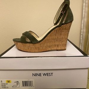 Nine West Joker Suede Wedges, Dark Green Size 8